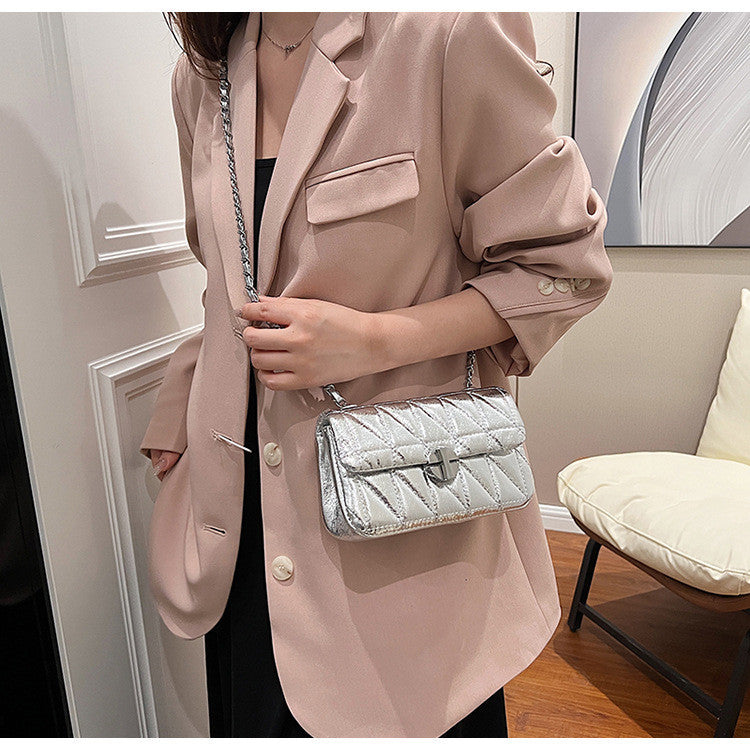 Ielgy Diamond Embroidery Thread All-Match Chain Messenger Bag Fashion One-Shoulder Small Square Bag