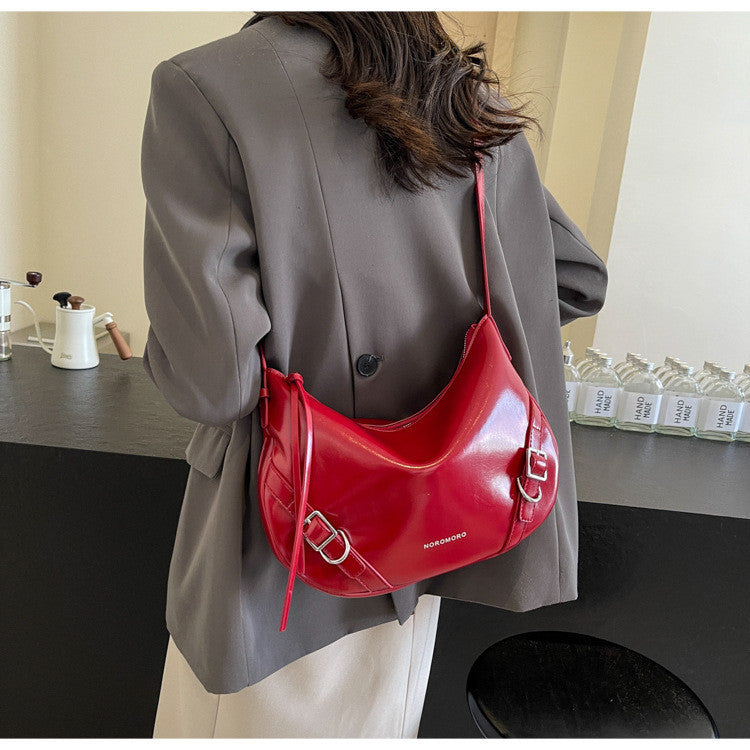 Ielgy Large-Capacity Commuter Underarm Bag Ladies Silver Trendy Fashion Niche Shoulder Bag Texture All-Match Mess