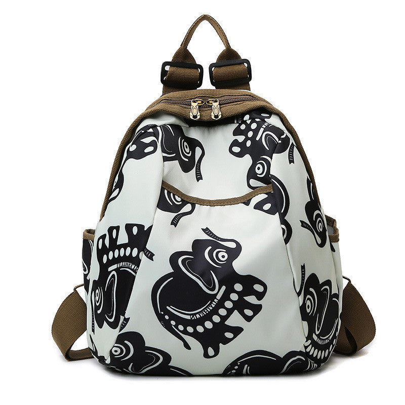 Ielgy Printed Ladies Backpack Oxford Cloth Large Capacity Backpack Harajuku Travel Design Sense School Bag