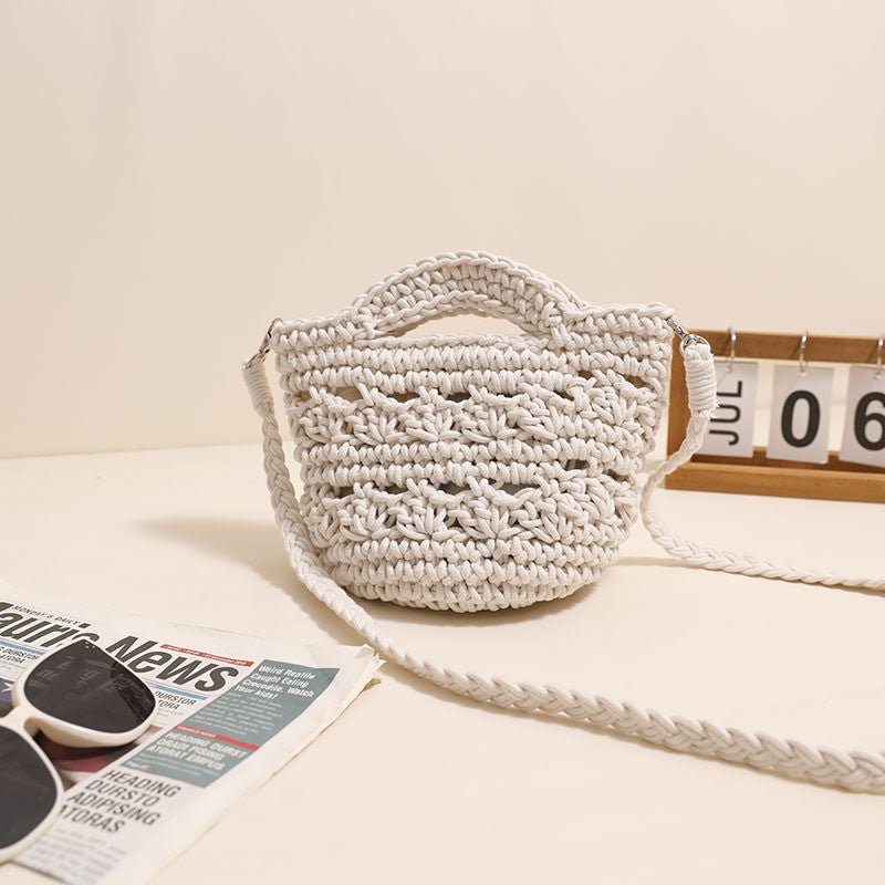 Ielgy Cross-Body Cotton Thread Woven Bag All-Match Hollow Straw Vacation Beach Bag Fresh