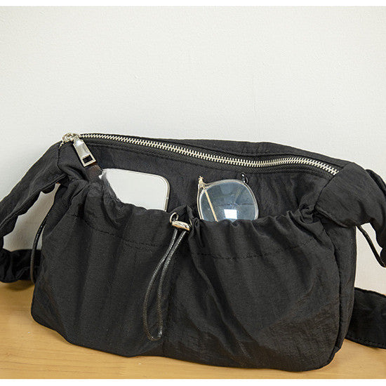 Ielgy Korean Version Fashionable Pleated Underarm Cloud Bag Classy One-Shoulder Nylon Commuter All-Match