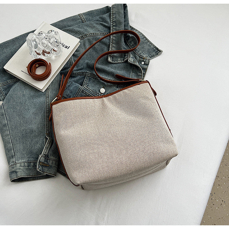 Ielgy Ladies Large-Capacity Canvas Casual All-Match Underarm Bag One-Shoulder Cross @-