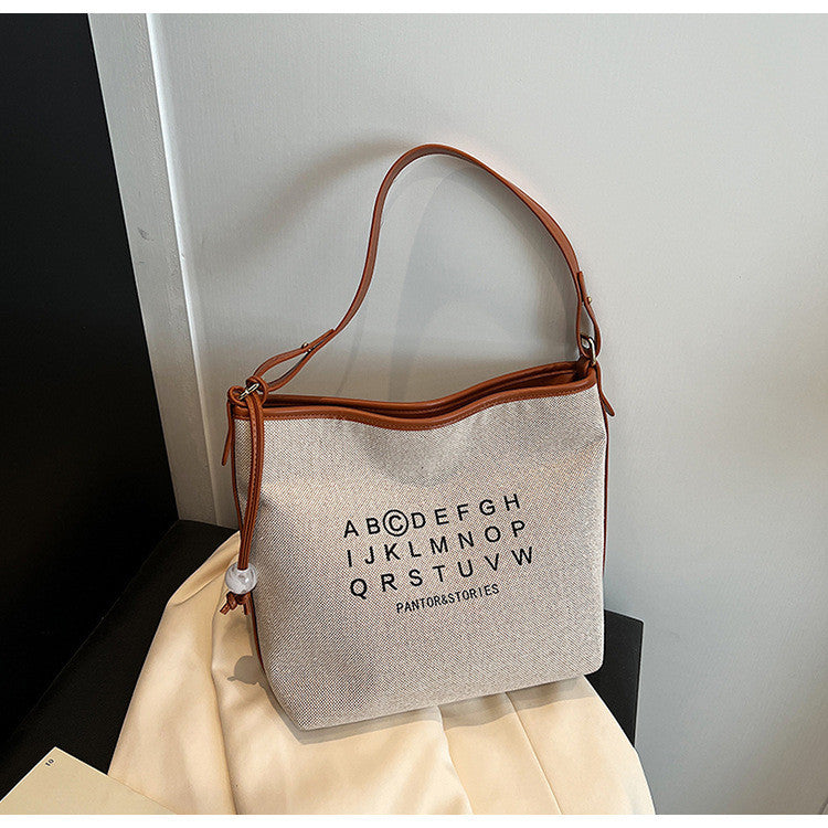 Ielgy Ladies Large-Capacity Canvas Casual All-Match Underarm Bag One-Shoulder Cross @-