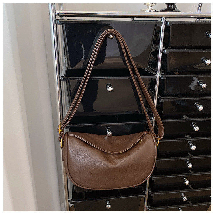 Ielgy Soft Face Fashion Shoulder Bag Casual All-Match Cross-Body Dumpling Bag Commuter Unique Popular