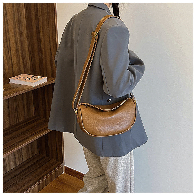 Ielgy Soft Face Fashion Shoulder Bag Casual All-Match Cross-Body Dumpling Bag Commuter Unique Popular