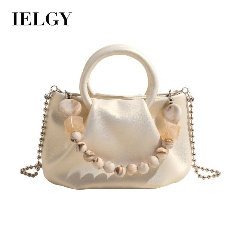 Ielgy Ladies Portable Pleated Bag Fashionable All-Match Diagonal Cloud Bag