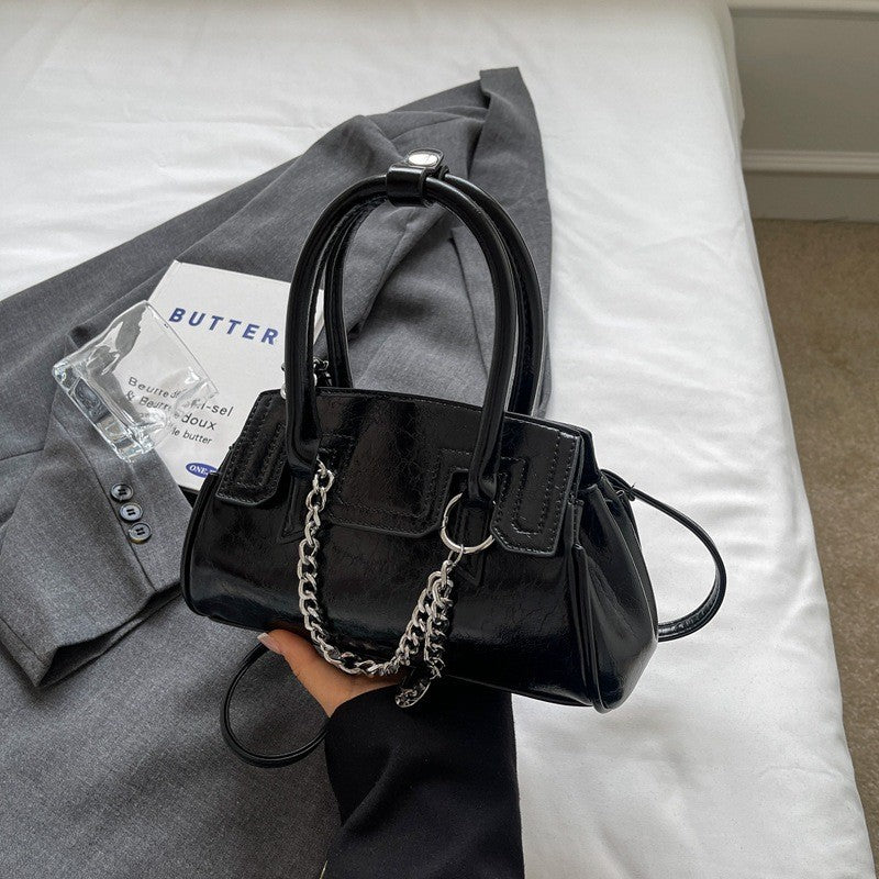 Ielgy High-End Niche Design Silver Handbag Crossbody Fashion All-Match Handbag
