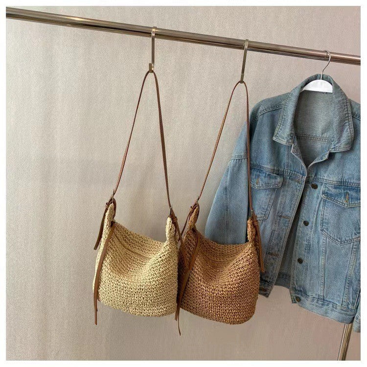 Ielgy U-Shaped Paper Rope One-Shoulder Diagonal Straw Woven Female Bag All-Match Casual Dumpling-Shaped Woven