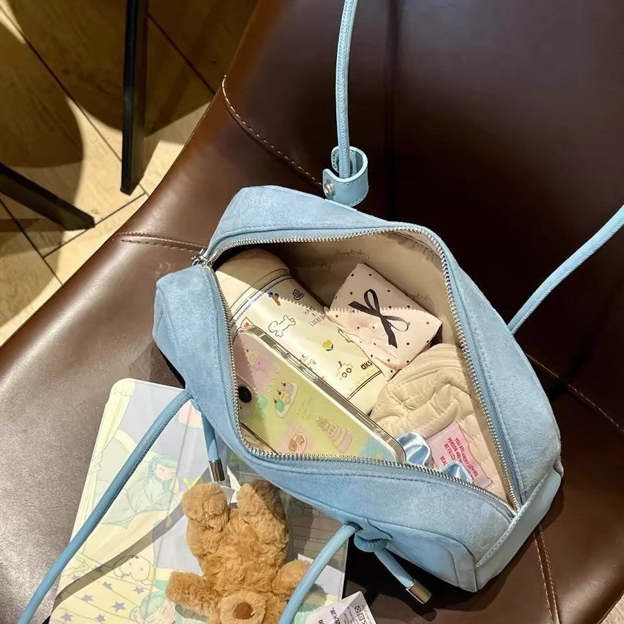 Ielgy Korean Version High-End Feeling Boston Bag Large Capacity Casual Portable Commuter All-Match One-Shoulder Bagu