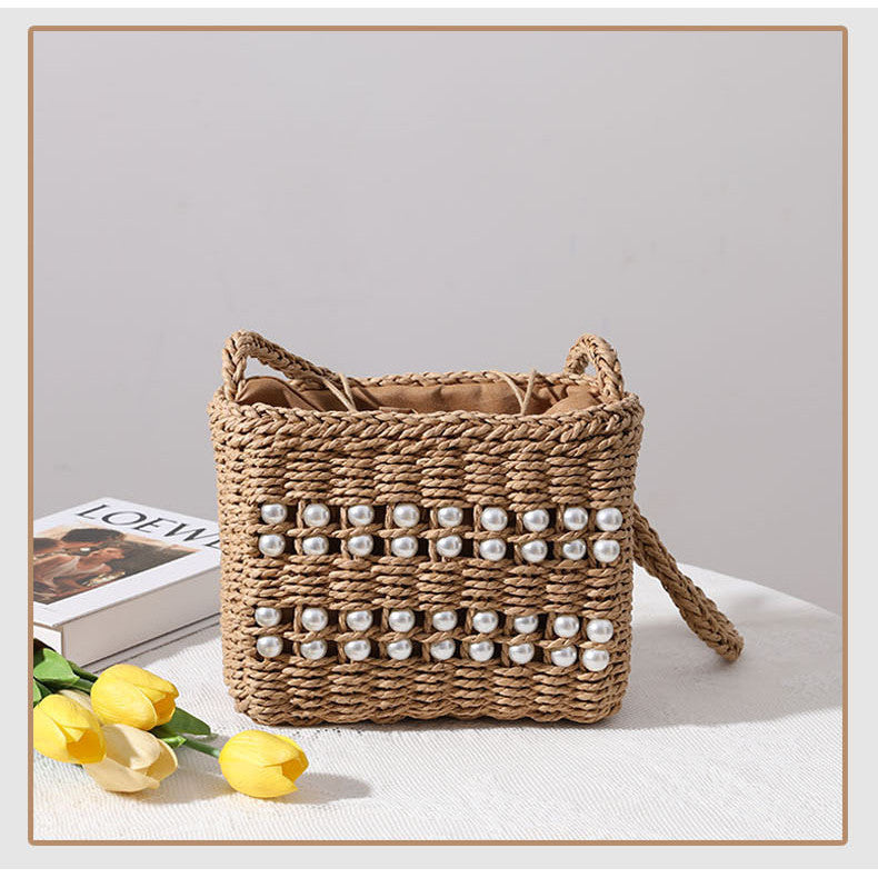 Ielgy Square Cross-Body Straw Woven Female Bag Mori Fashion Vacation Beach Bag Rattan Bag