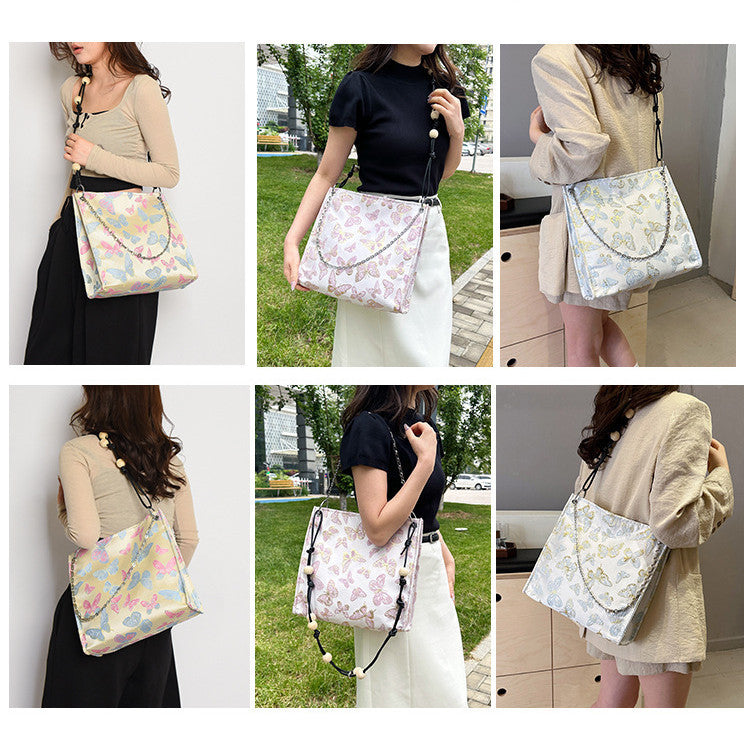 Ielgy Ladies All-Match New Chinese Style Underarm Bag Chinese Style Embroidered Cross-Body Tote Bag