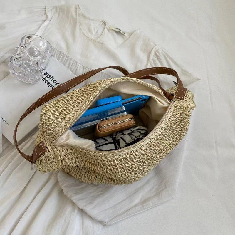 Ielgy U-Shaped Paper Rope One-Shoulder Diagonal Straw Woven Female Bag All-Match Casual Dumpling-Shaped Woven