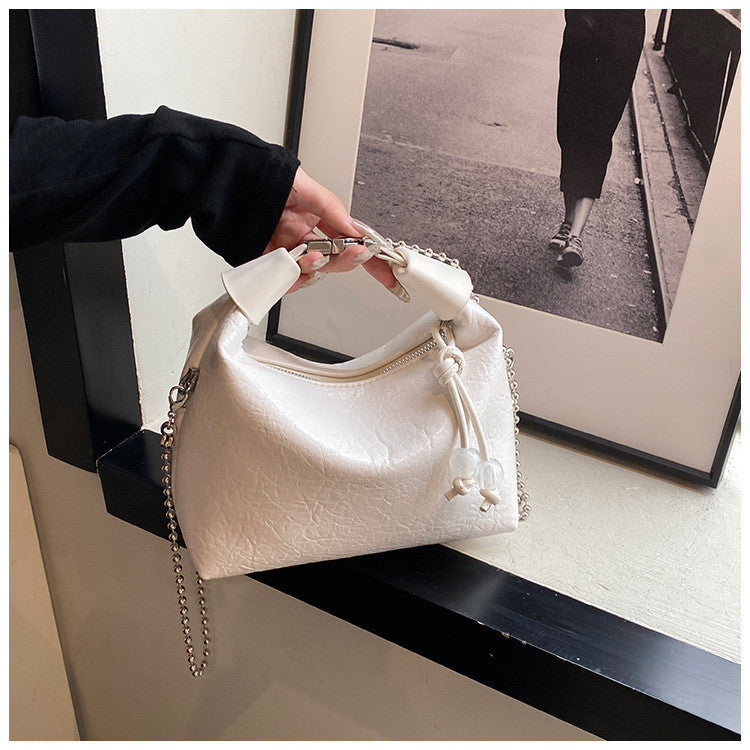 Ielgy Ladies White All-Match Shoulder Messenger Bag Niche Design Chain Small Shoulder Bag