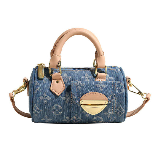 Ielgy Female Pillow Bag Woven Denim Handbag Niche Trendy Retro One-Shoulder Cross-Body