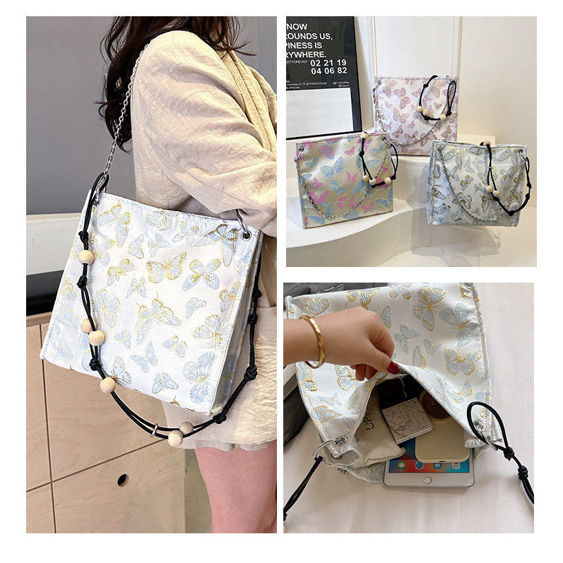 Ielgy Ladies All-Match New Chinese Style Underarm Bag Chinese Style Embroidered Cross-Body Tote Bag