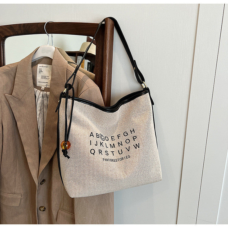 Ielgy Ladies Large-Capacity Canvas Casual All-Match Underarm Bag One-Shoulder Cross @-