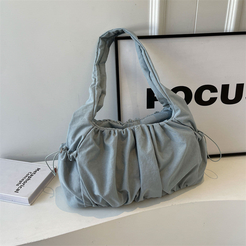 Ielgy Ladies White Pleated Bag Simple Fashion Commuter All-Match Cross-Body One-Shoulder Armpit Bag