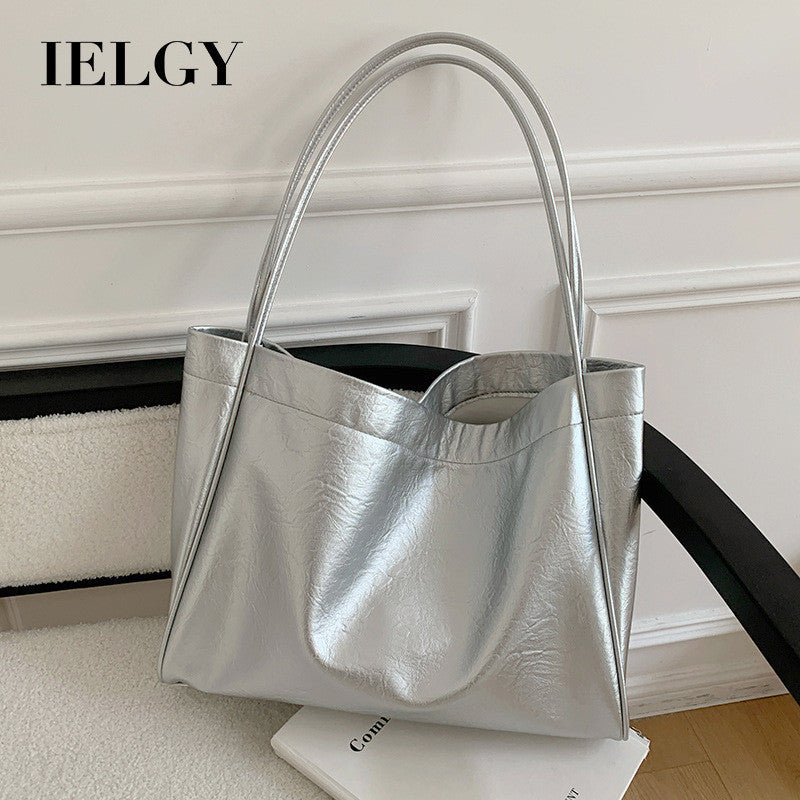 Ielgy Retro Large-Capacity Korean Version All-Match Tote Bag Fashion Lazy Style One-Shoulder Commuter