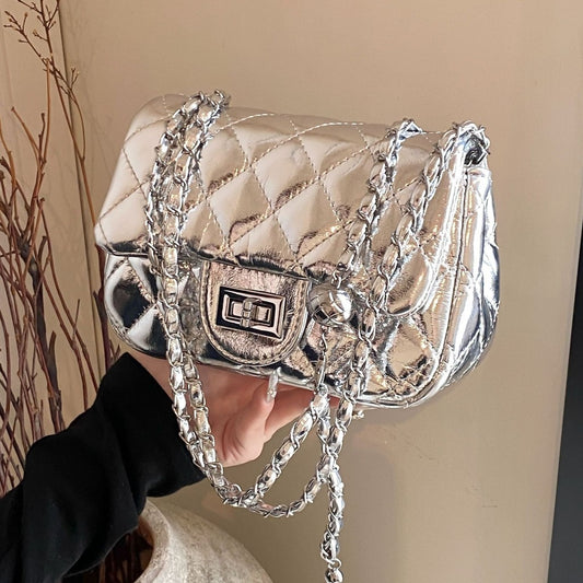 Ielgy Diamond Embroidery Thread Popular All-Match Chain Messenger Bag Fashion One-Shoulder Small Square Bag