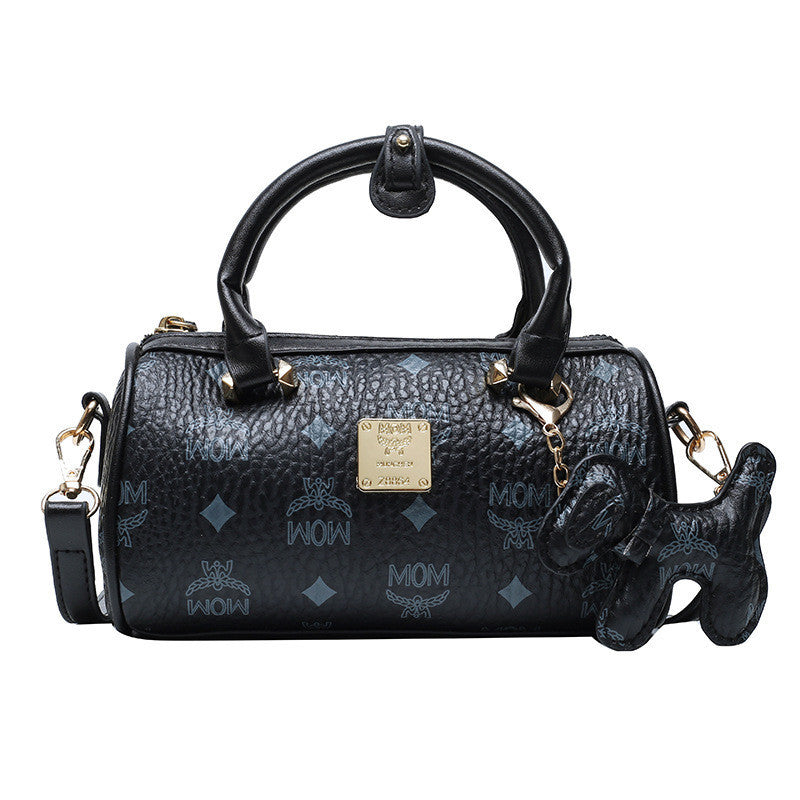 Ielgy Boston Letter Cylindrical Handbag Shoulder Crossbody Bag