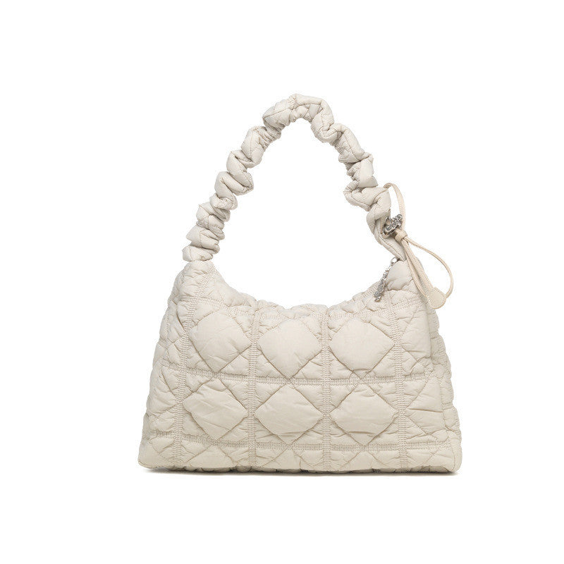 Ielgy Korean Version Stray Cloud Bag Puff Pleated Down Bag Shoulder Messenger Bag Portable Underarm Bag