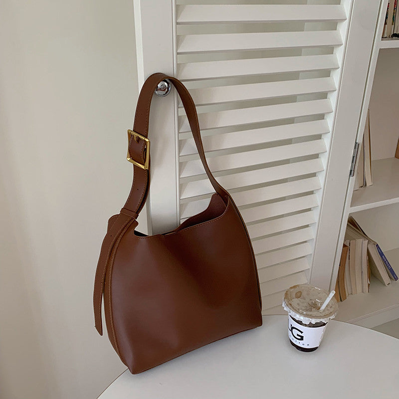 Ielgy All-Match Large-Capacity Lazy Style Bucket Bag Retro One-Shoulder Messenger