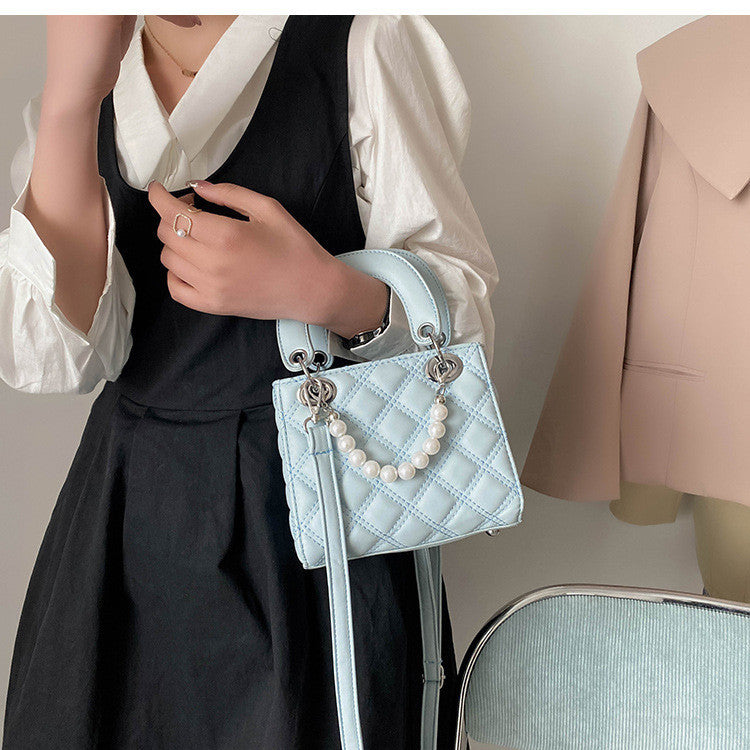 Ielgy Fashion Diamond Pearl Handbag All-Match One-Shoulder Cross-Body Diana Bag