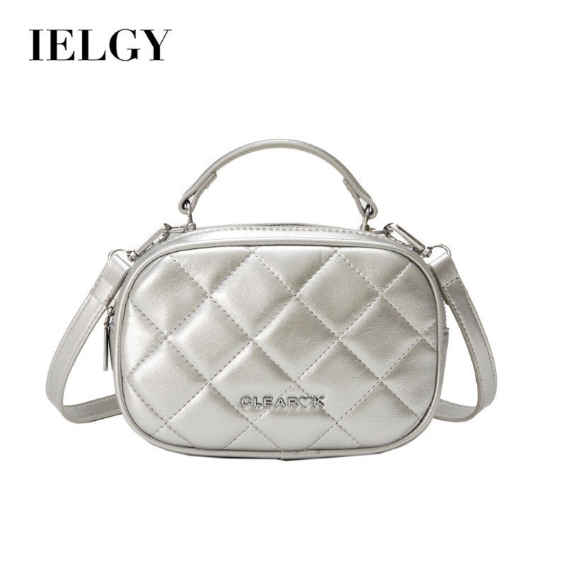Ielgy Diamond Silver Cross-Body All-Match Western-Style Small Square Bag One-Shoulder Portable Mobile Phone Bag