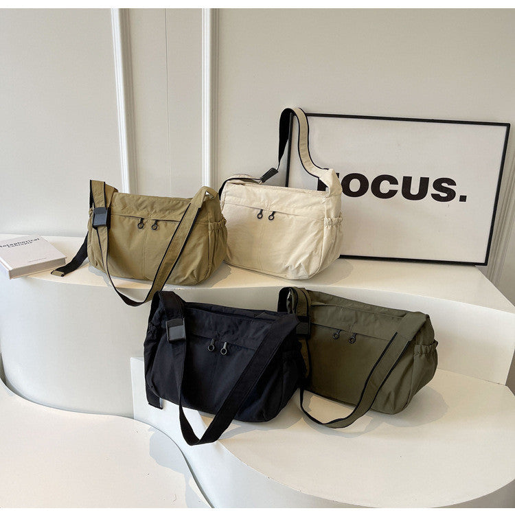 Ielgy Waterproof Nylon Cloth Bag Large Capacity Cross-body Dumpling Bag All-match Casual Lightweight Sports Style Shoulder Bag