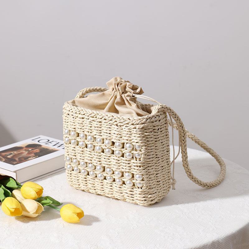 Ielgy Square Cross-Body Straw Woven Female Bag Mori Fashion Vacation Beach Bag Rattan Bag