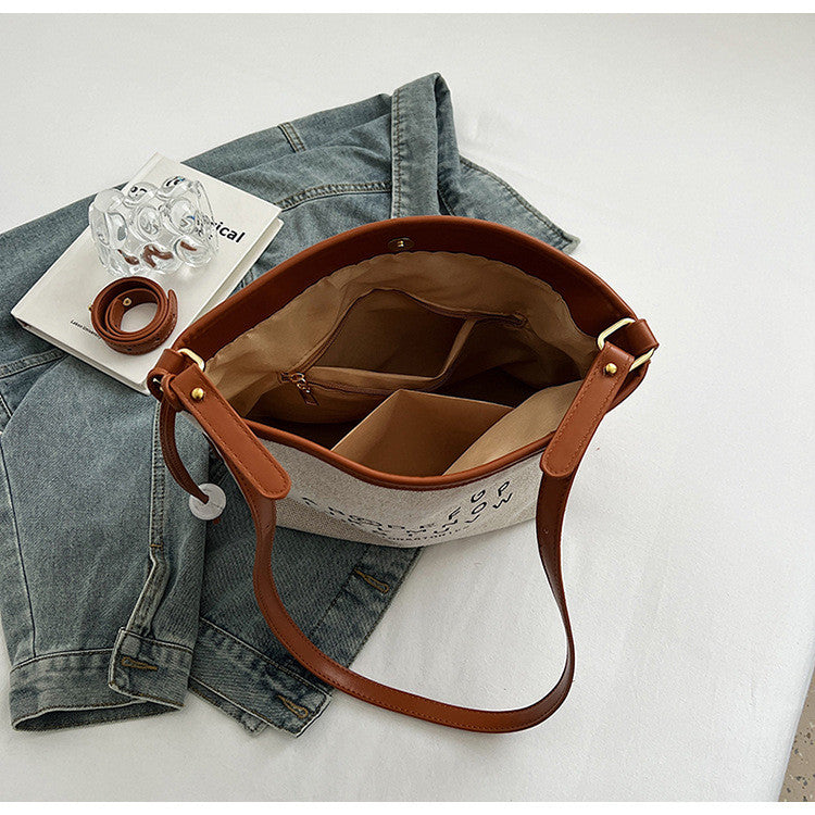 Ielgy Ladies Large-Capacity Canvas Casual All-Match Underarm Bag One-Shoulder Cross @-