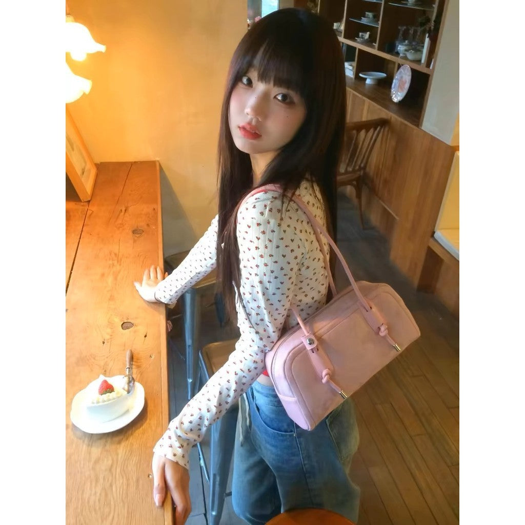 Ielgy Korean Version High-End Feeling Boston Bag Large Capacity Casual Portable Commuter All-Match One-Shoulder Bagu