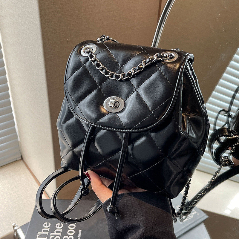 Ielgy Ladies All-Match Backpack Diamond Chain Fashion Niche School Bag