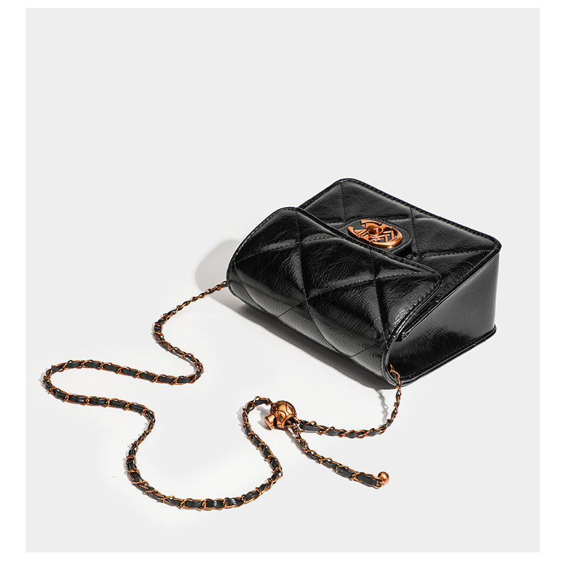 Ielgy Fashionable All-Match Chain Diamond One-Shoulder Messenger Mobile Phone Small Square Bag