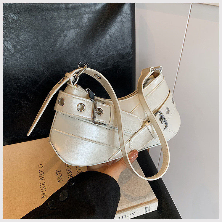 Ielgy Fashionable High-End Red Underarm Bag Ladies Korean Version Trendy All-Match Motorcycle Bag Niche Simple One-Shoulder