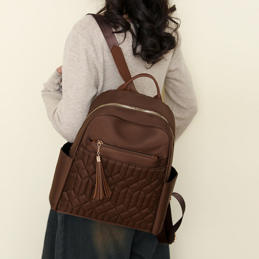 Ielgy Korean Version Diamond Backpack Outing Travel Bag Ladies Solid Color Backpack Simple Large Capacity Backpack