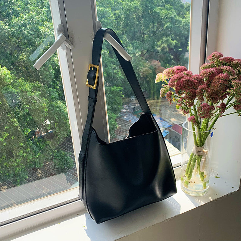 Ielgy All-Match Large-Capacity Lazy Style Bucket Bag Retro One-Shoulder Messenger
