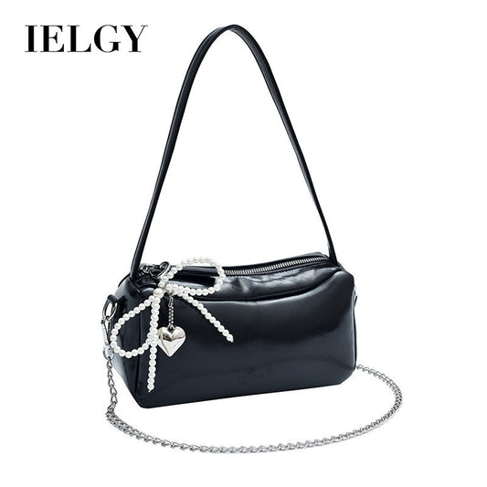 Ielgy Fashion Silver One-Shoulder Underarm Bag Simple Fashionable Chain Cross-Body Pillow Bag