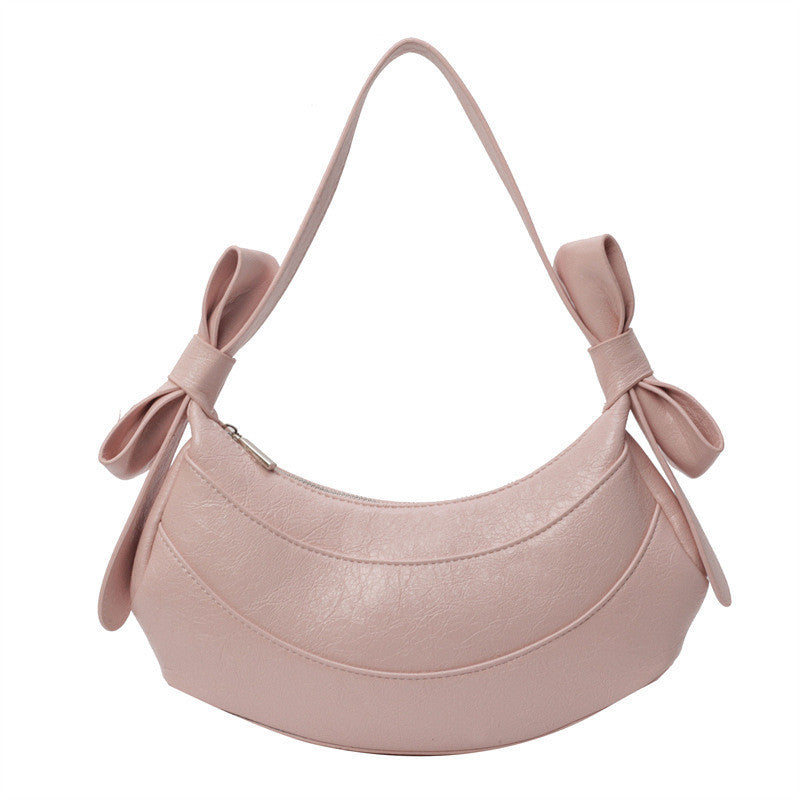 Ielgy Ladies Black All-Match Diagonal High-End Crescent Underarm Bag Niche Design Shoulder Bag