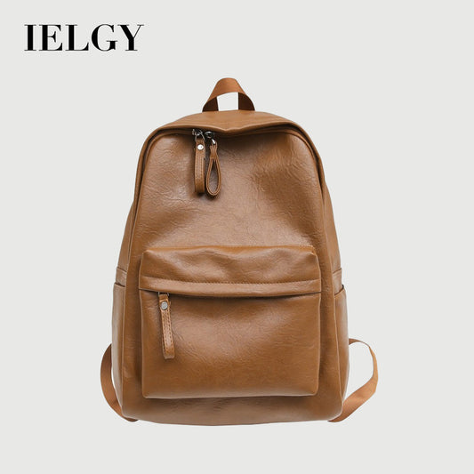 Ielgy pu Pure Color Simple Daily Commuter Backpack Large Capacity Backpack Travel Bag