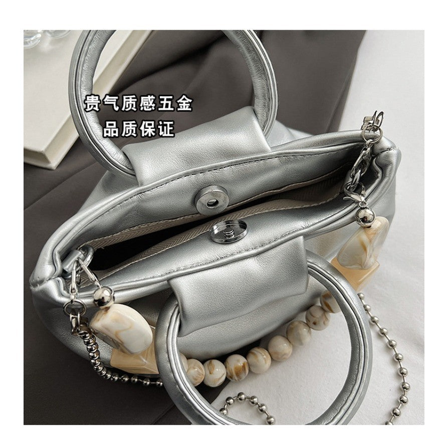 Ielgy Ladies Portable Pleated Bag Fashionable All-Match Diagonal Cloud Bag