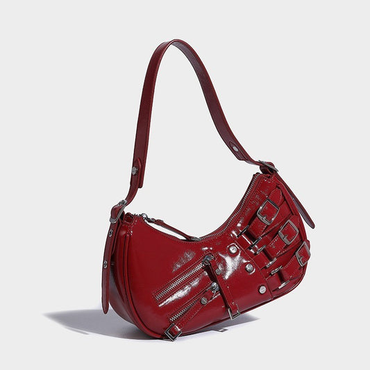 Ielgy American Retro Hot Girl Colorful Leather Armpit Order Shoulder Handbag