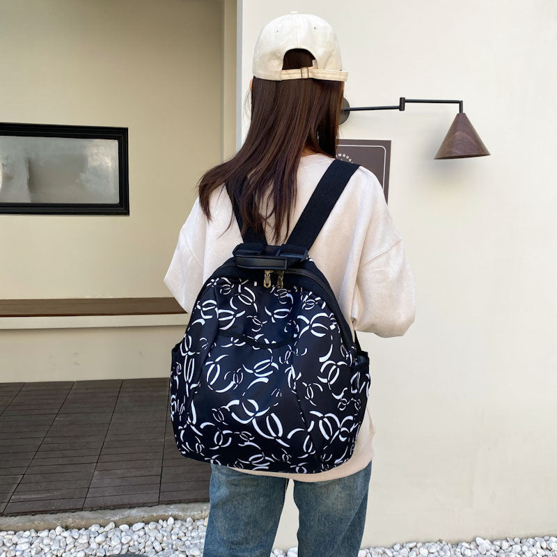 Ielgy Printed Ladies Backpack Oxford Cloth Large Capacity Backpack Harajuku Travel Design Sense School Bag