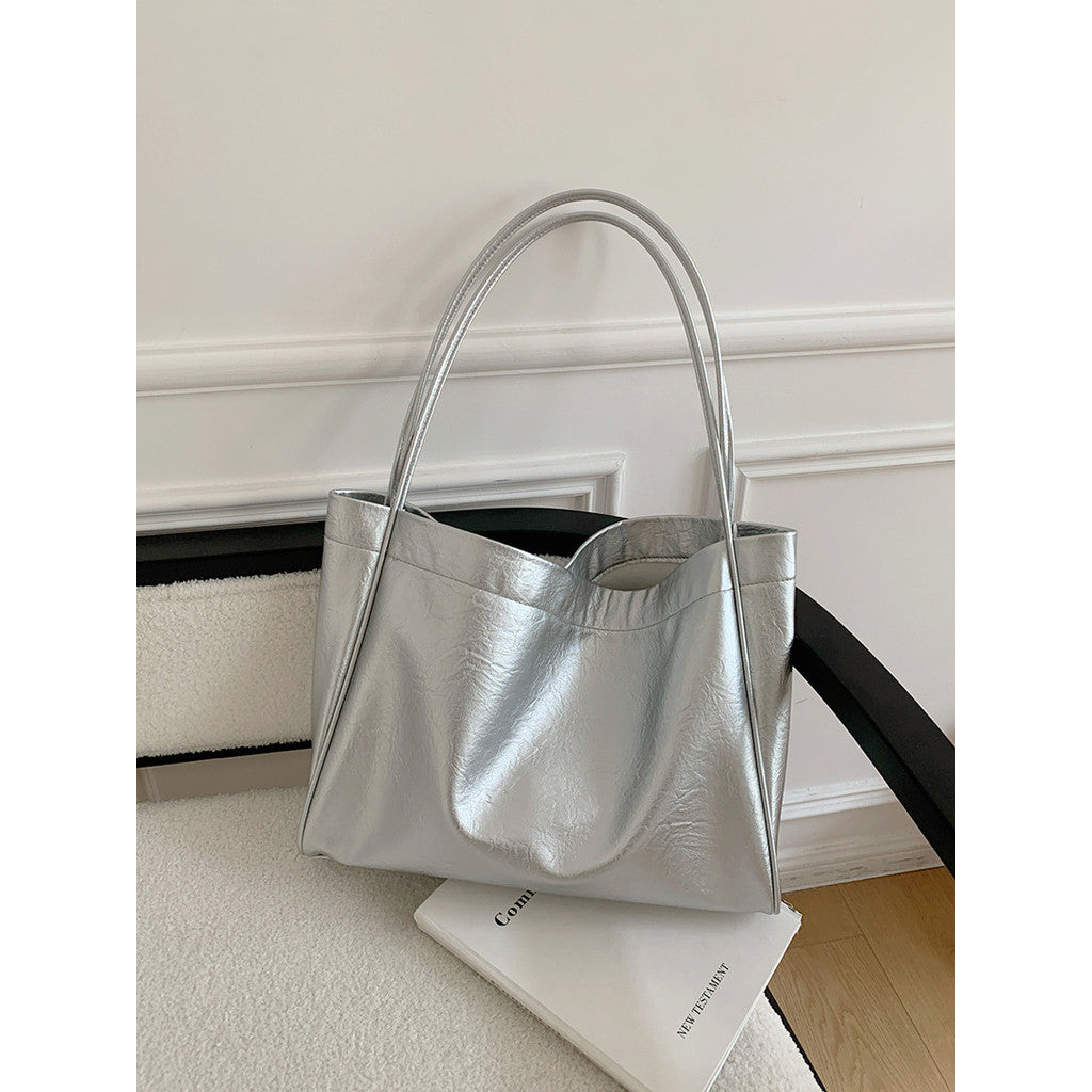 Ielgy Retro Large-Capacity Korean Version All-Match Tote Bag Fashion Lazy Style One-Shoulder Commuter