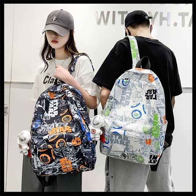 Ielgy Korean Version Large Capacity Unique Graffiti Casual Backpack Casual Backpack