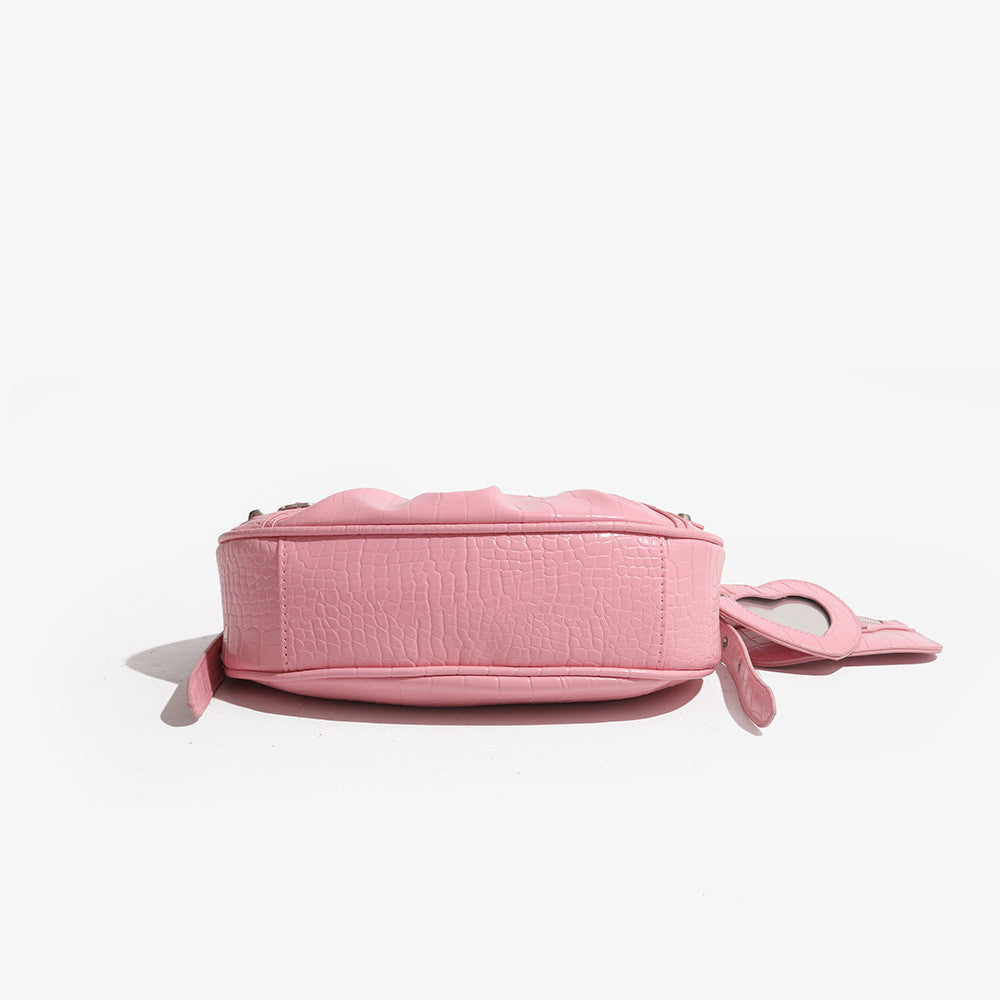 Ielgy Fashion Trendy Motorcycle Bag Underarm Bag Rivet Tassel High-End Feeling Pleated Shoulder Messenger Female Bag