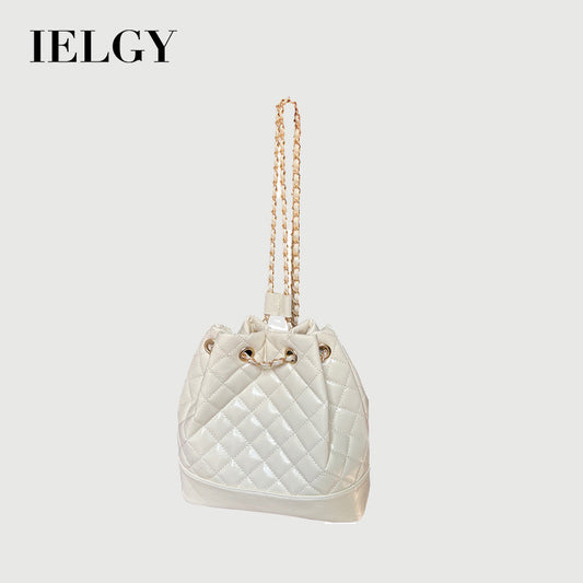 IELGY Casual Temperament Ringed Chain Drawstring Bucket Bag Small Style Backpack Shoulder Bag Shoulder Bag