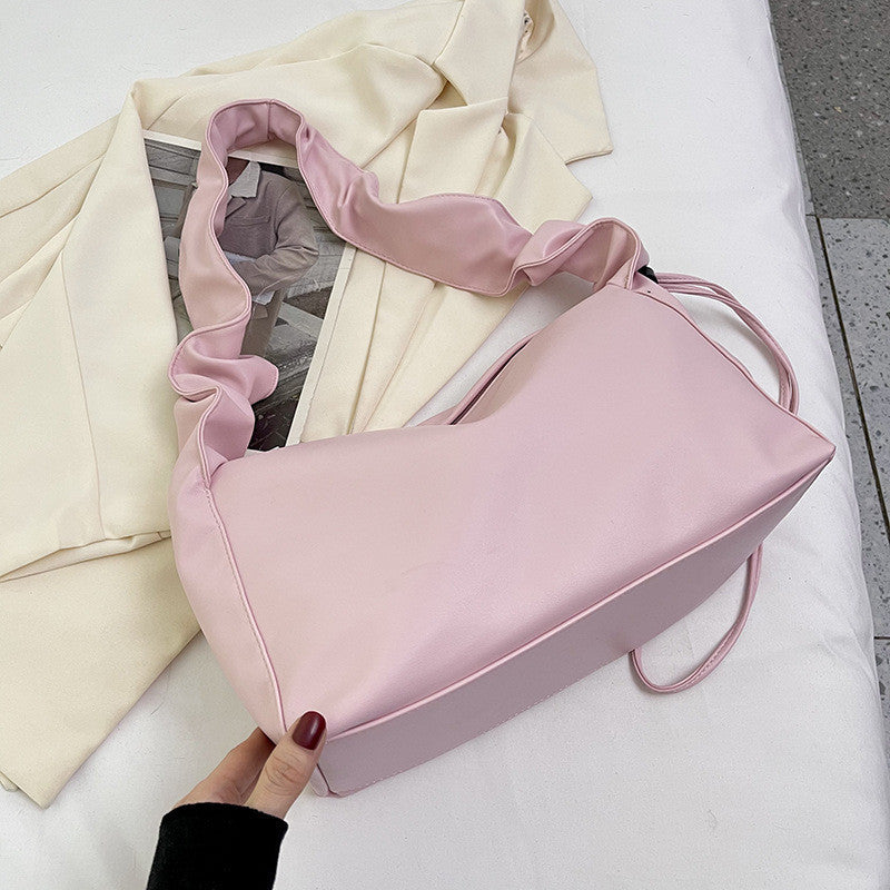 Ielgy Ladies Silver All-Match Underarm Cloud Bag Simple Pleated Fashionable One-Shoulder Dumpling Bag