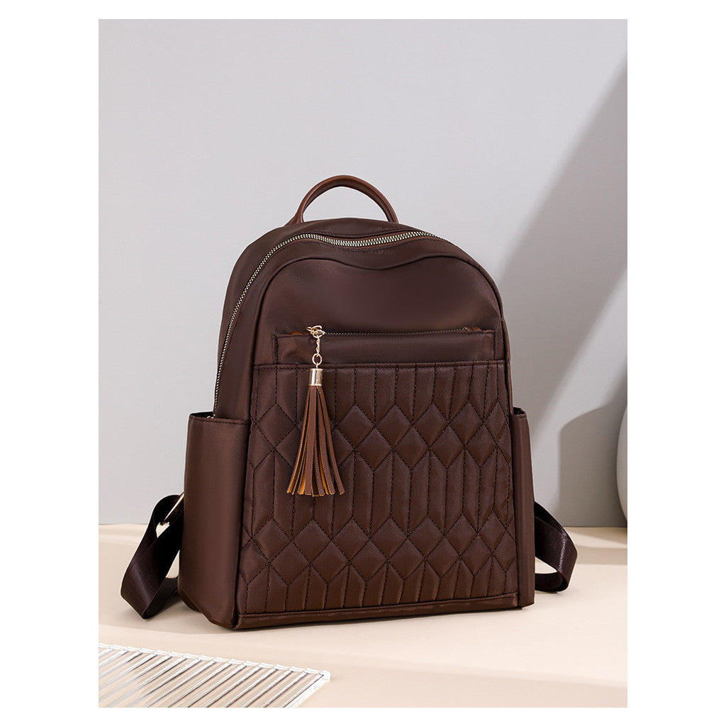 Ielgy Korean Version Diamond Backpack Outing Travel Bag Ladies Solid Color Backpack Simple Large Capacity Backpack