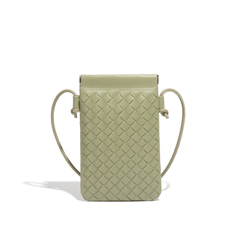 Ielgy Fashion Mini Mobile Phone Bag Hand-Woven Bag Simple Trendy All-Match Retro Small One-Shoulder Messenger Female Bag